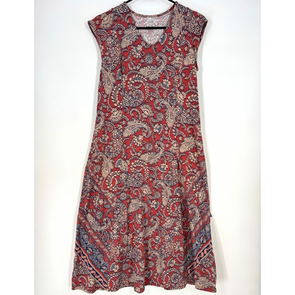 Pure Jill Paisley Maxi Dress XS Petite Sleeveless Boho Bias Stretch Flowy